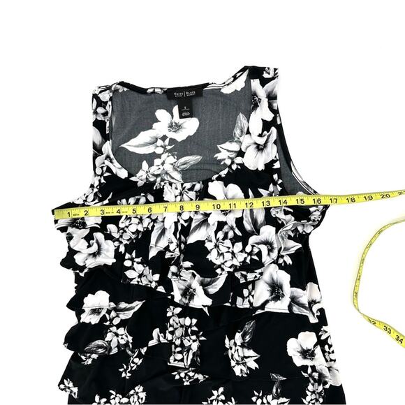 WHBM tiered floral print shell in black white Size S - Picture 6 of 6